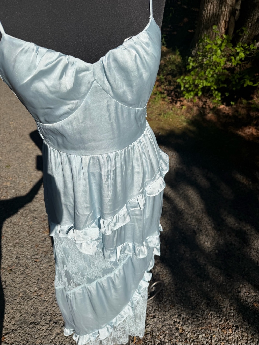 Francesca's Collections Light Blue Ruffled High-Low Maxi Dress - Picture 4 of 8